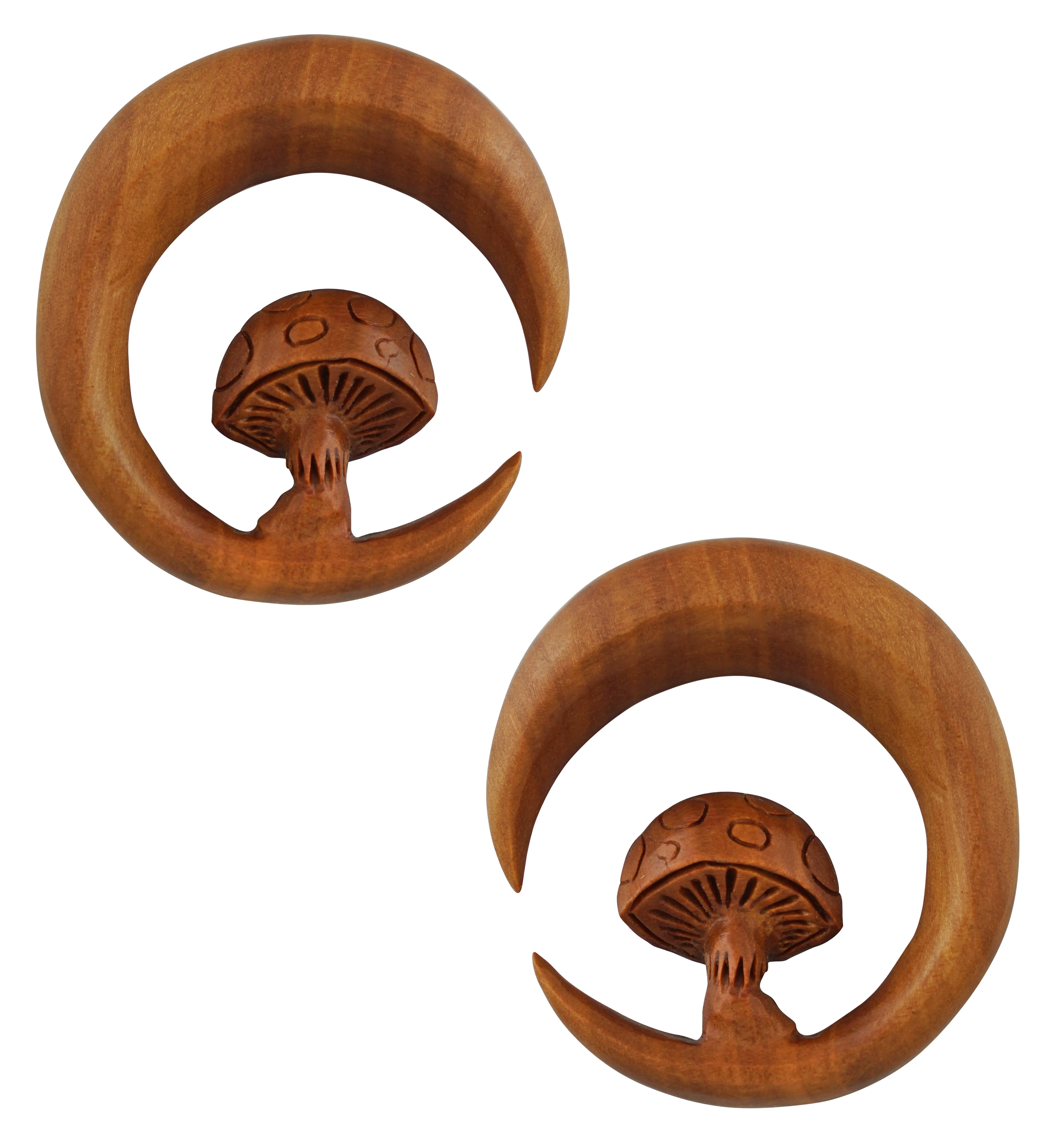 Mushroom Saba Wood Hoop Hangers