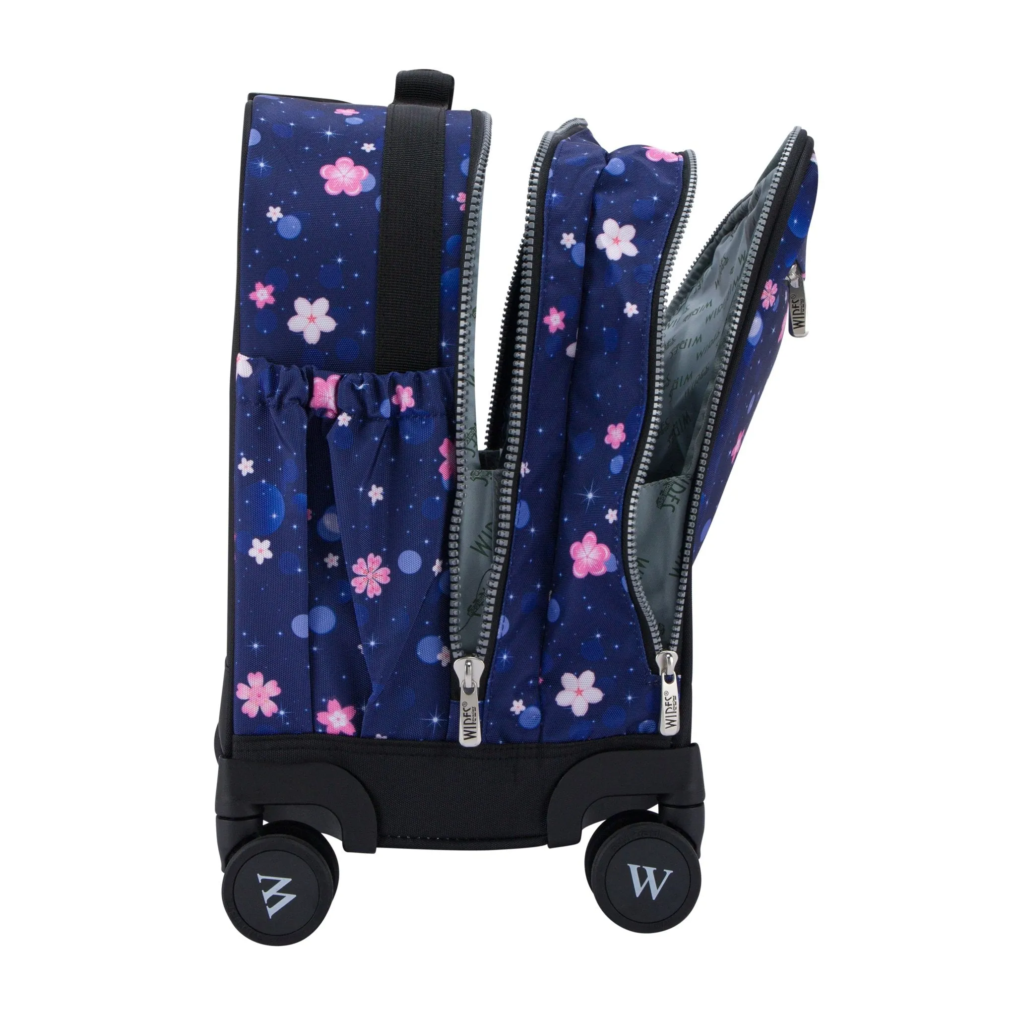 Navy Flower School Bag Trolley Set of 4(Lunch Bag & Pencil Case) Lunch Box