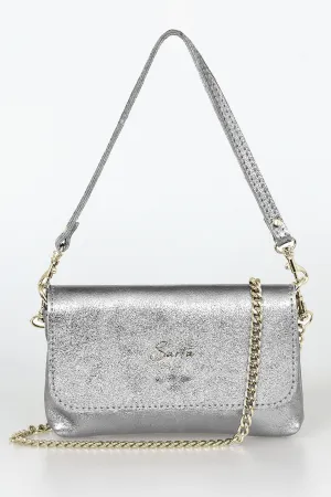 Olga Mini Crossbody Bag - Silver, Metallic