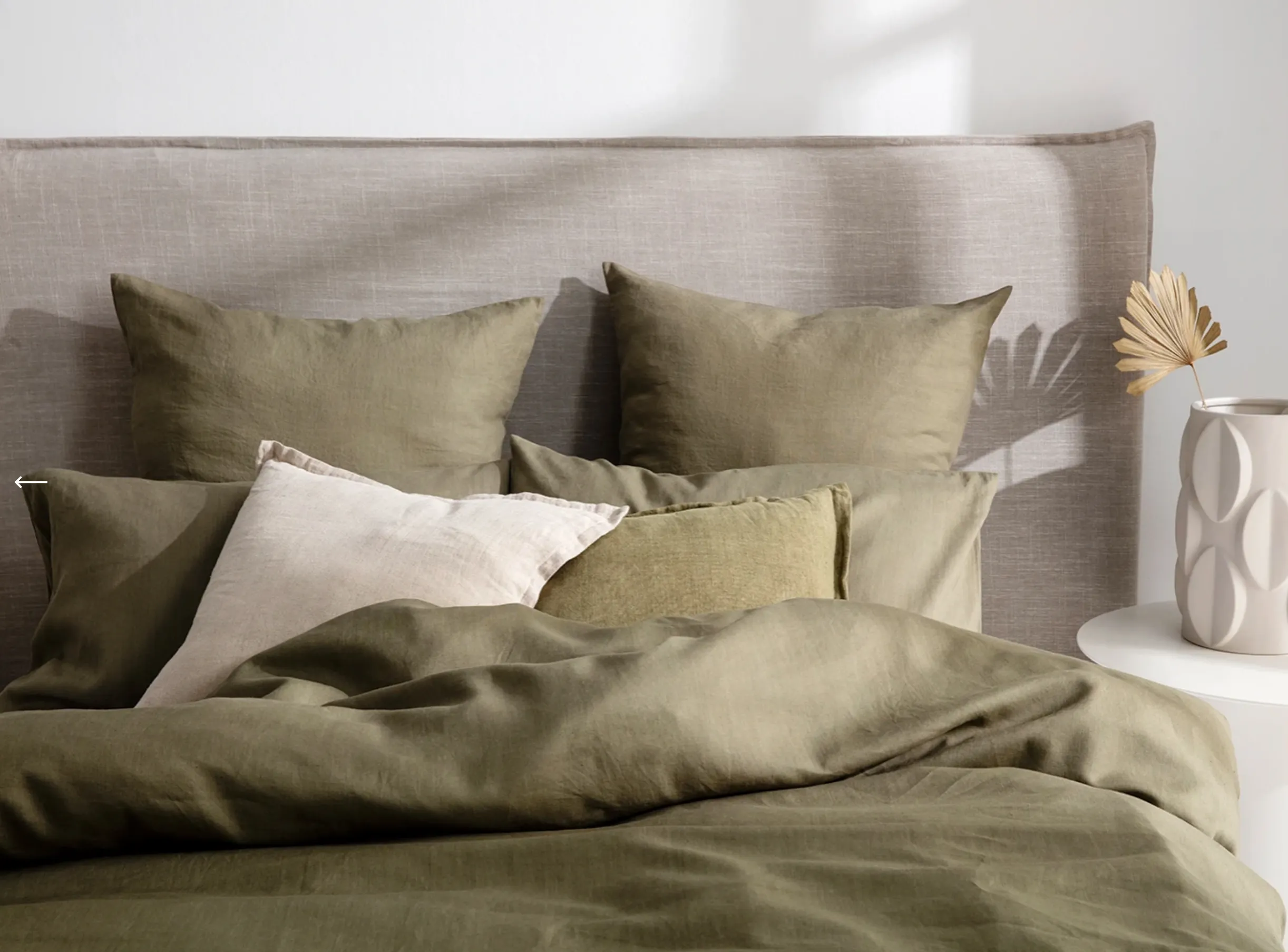 Olive French Linen KAS European Pillow Case