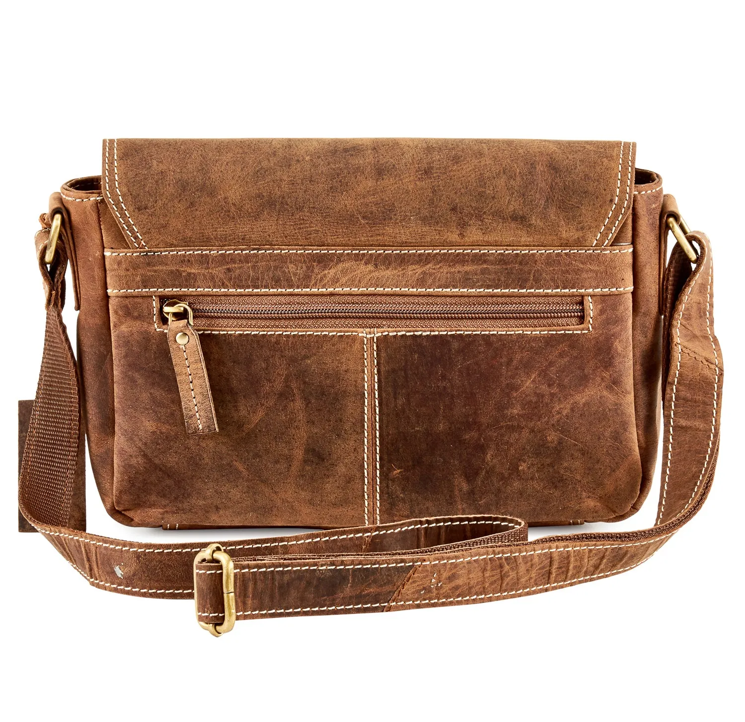 Paulo Distressed Leather Saddle Bag #UM62