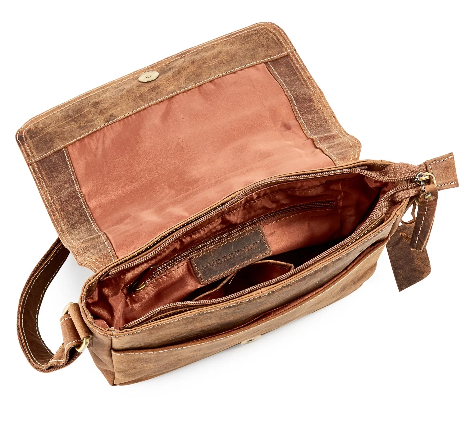 Paulo Distressed Leather Saddle Bag #UM62