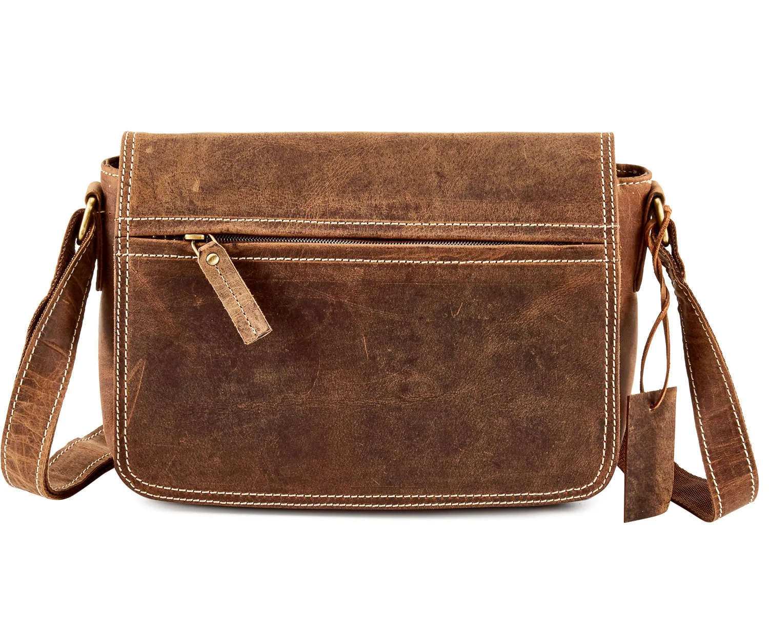 Paulo Distressed Leather Saddle Bag #UM62