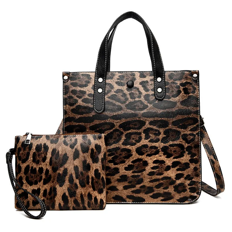 Paziye Ladies Leopard Print Two-Piece Bag