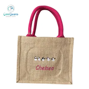 Penguins Jute Gift Bag - Personalised