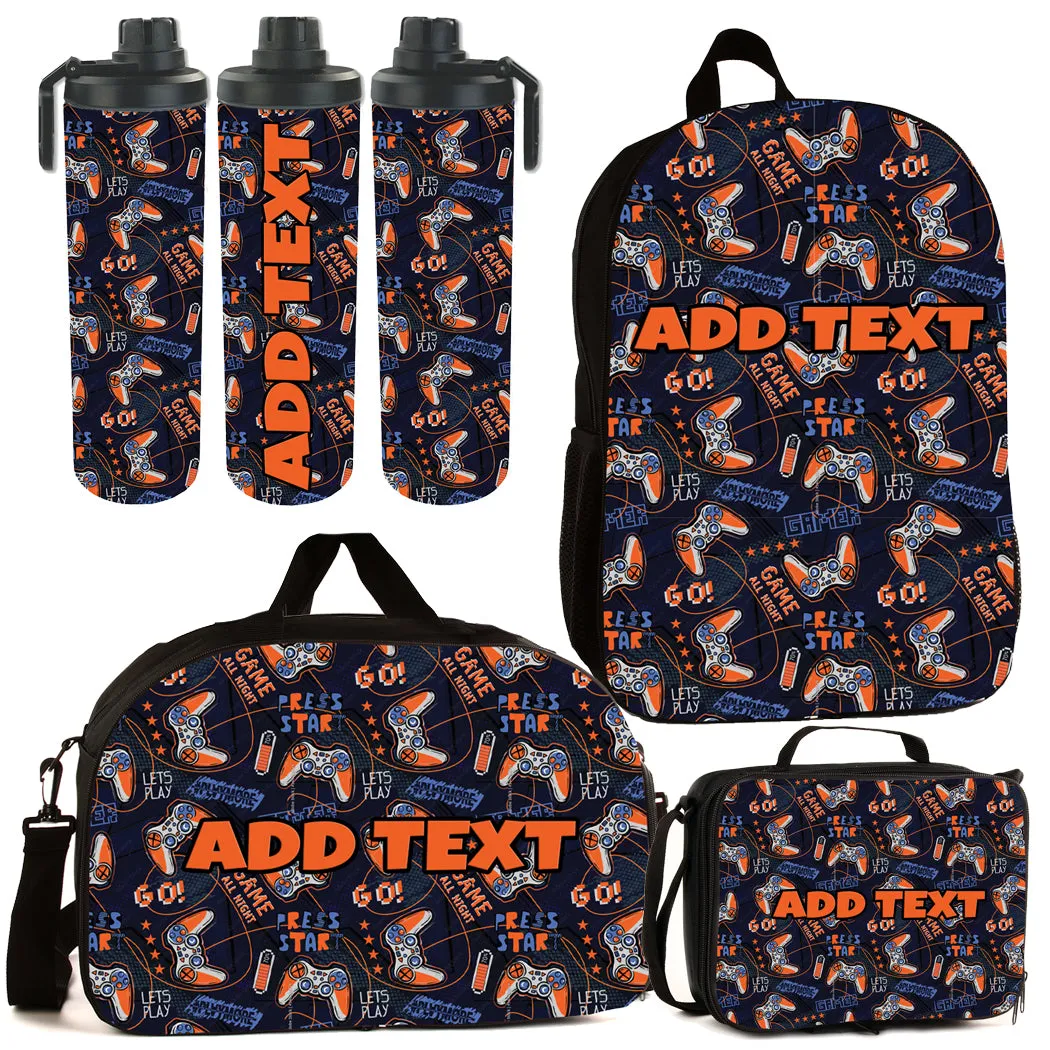 Personalized Backpacks, Lunch Bags, Duffel Bags, or Water Bottles with Full-Color - Gamer