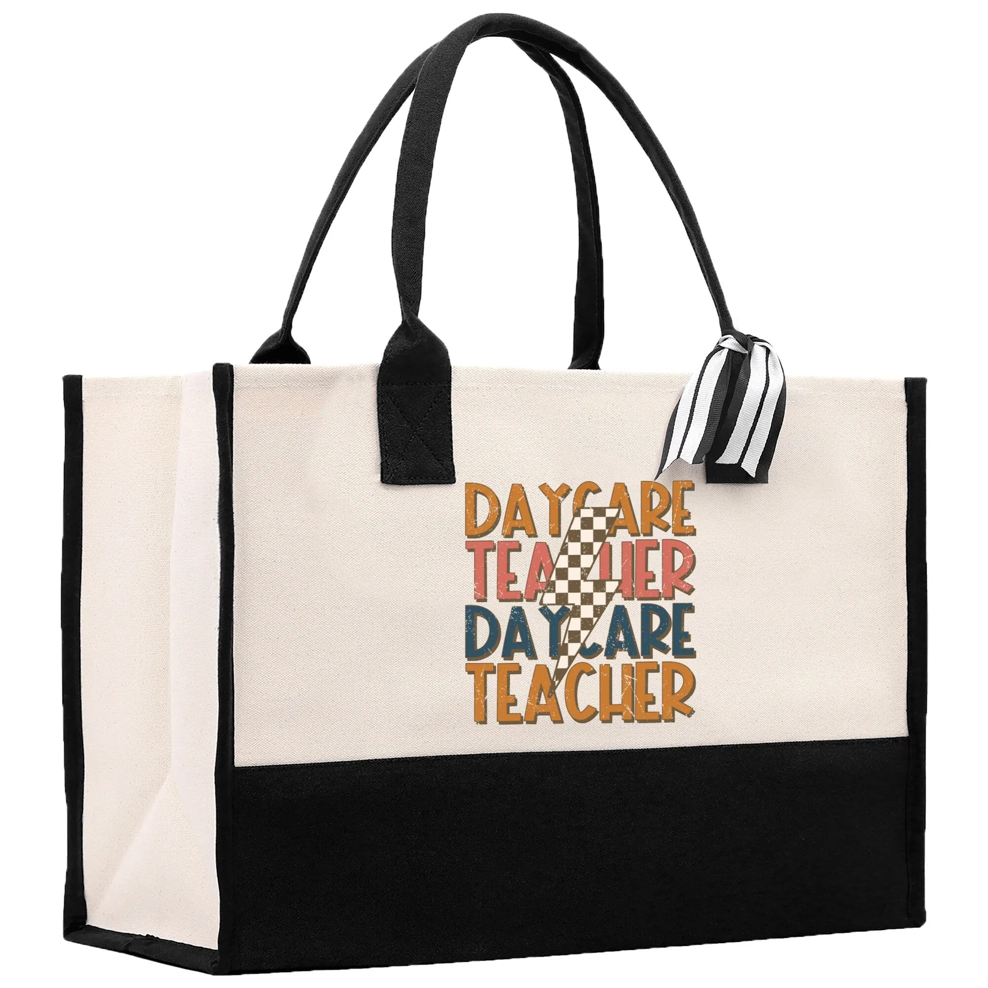 Personalized Day Care Teacher Cotton Canvas Tote Bag Gift for Teachers Tote Custom Teacher Appreciation Gift Bag Teacher Name Bag