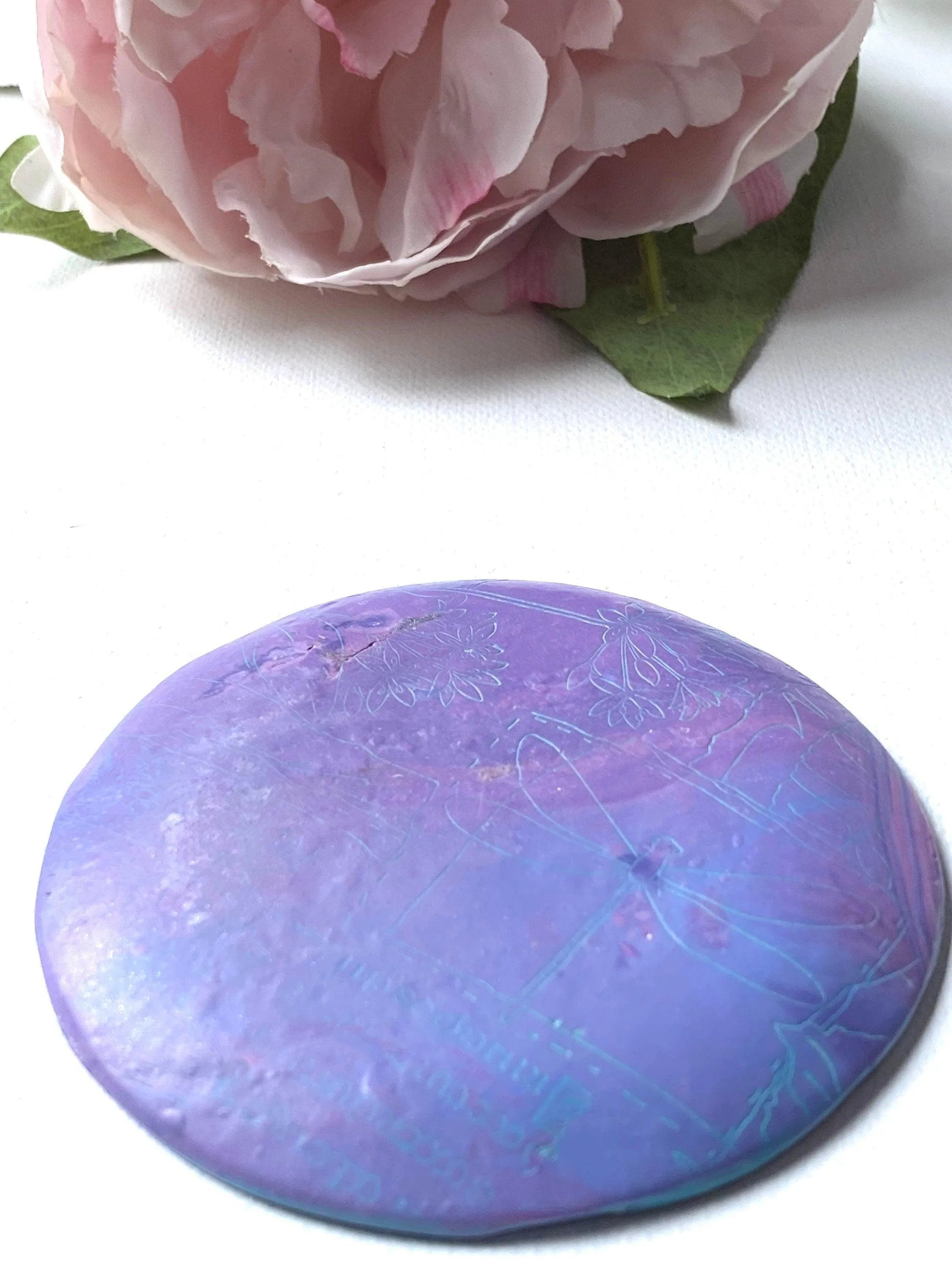 Pink and purple Butterfly Stamp Ring Dish/Jewelry Dish/Clay Dish/Jewelry Organizer/Bracelet Dish/Earring Dish/Handcrafted Polymer