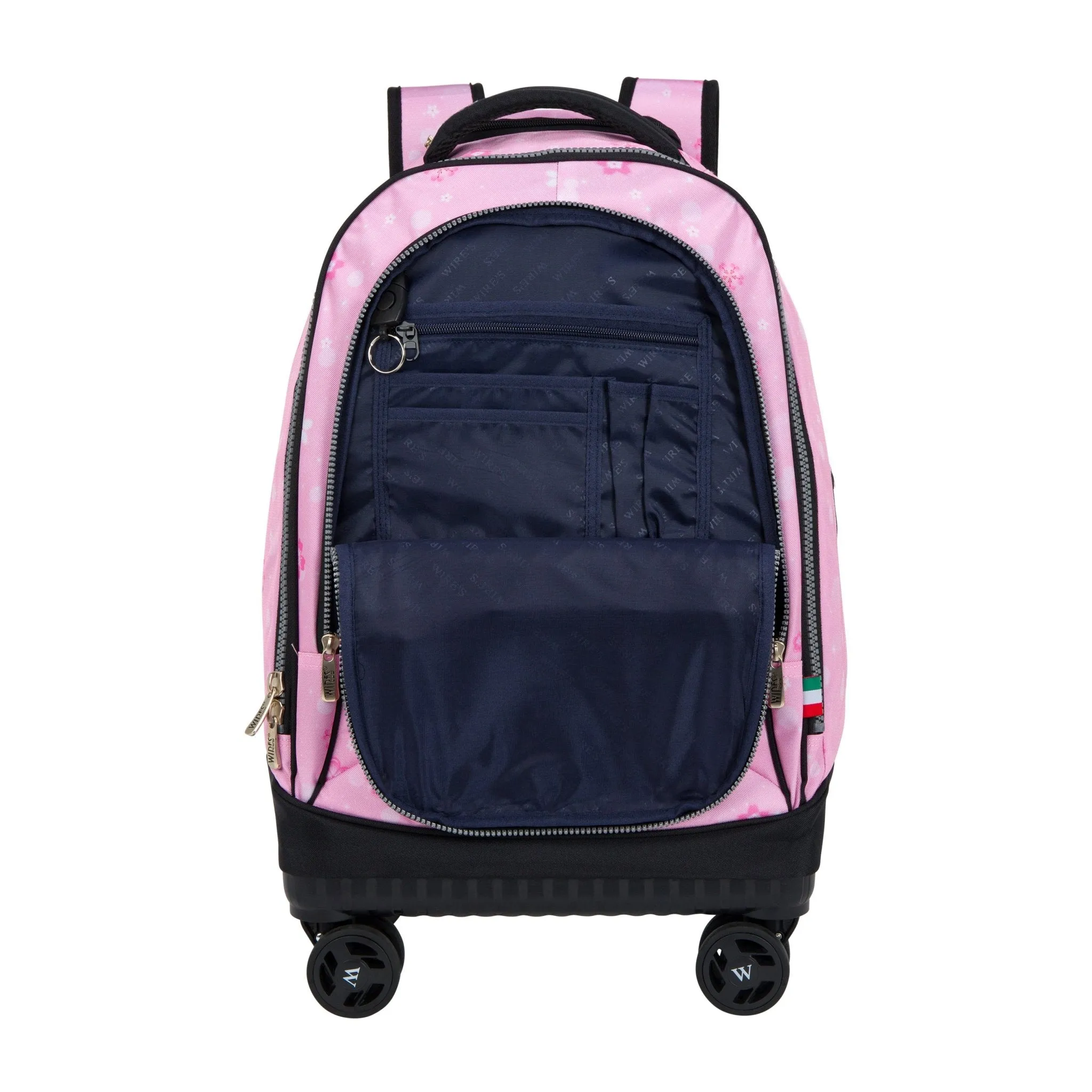 Pink Snowflakes 8-Wheels School Backpack Trolley Set (Lunch bag & Pencil Case)