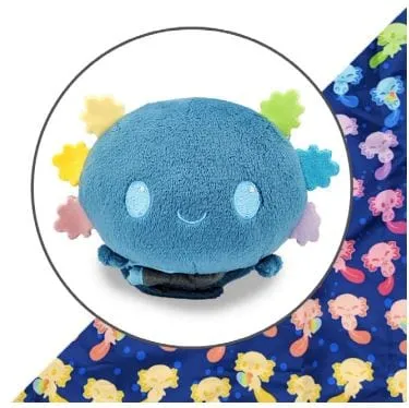 Plushie Tote Bag: Dark Blue Rainbow Axolotls Tote Bag   Blue (Rainbow Gills) Axolotl Plushie