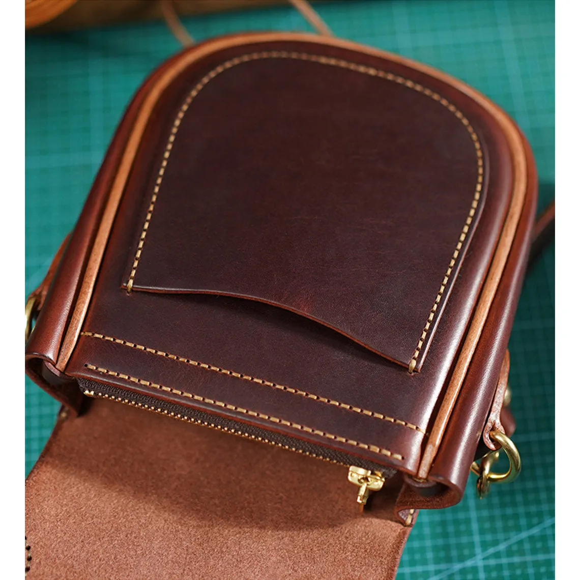 POPSEWING® Vegetable Tanned Leather Rivet Saddle Bag DIY Kit