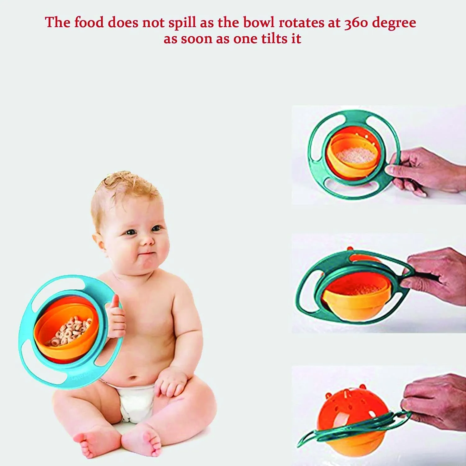 Portable Non-Spill Toddler Gyro Bowl 360° Rotating Dish