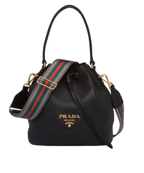 Prada Leather Bucket Bag Black