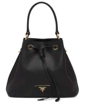 Prada Saffiano Leather Bucket Bag Black