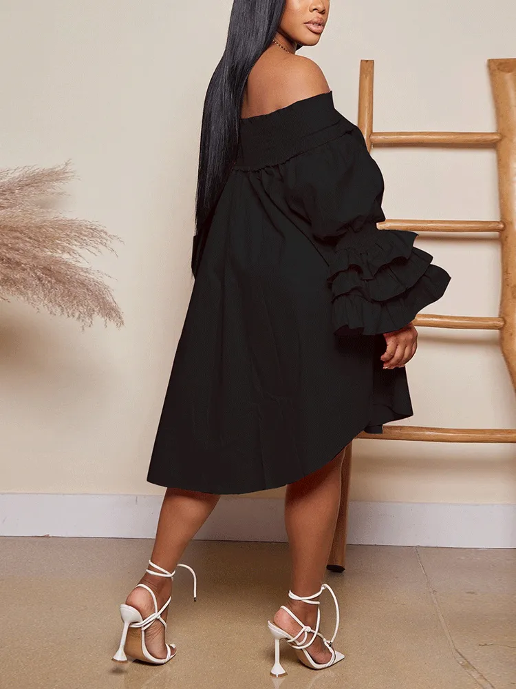 Puff Sleeve Graceful Mini Shirt Dress