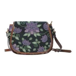 Purple Beaded Rose Saddle Bag/Large