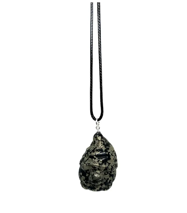 Pyrite Crystal Gnome Pendant Necklace