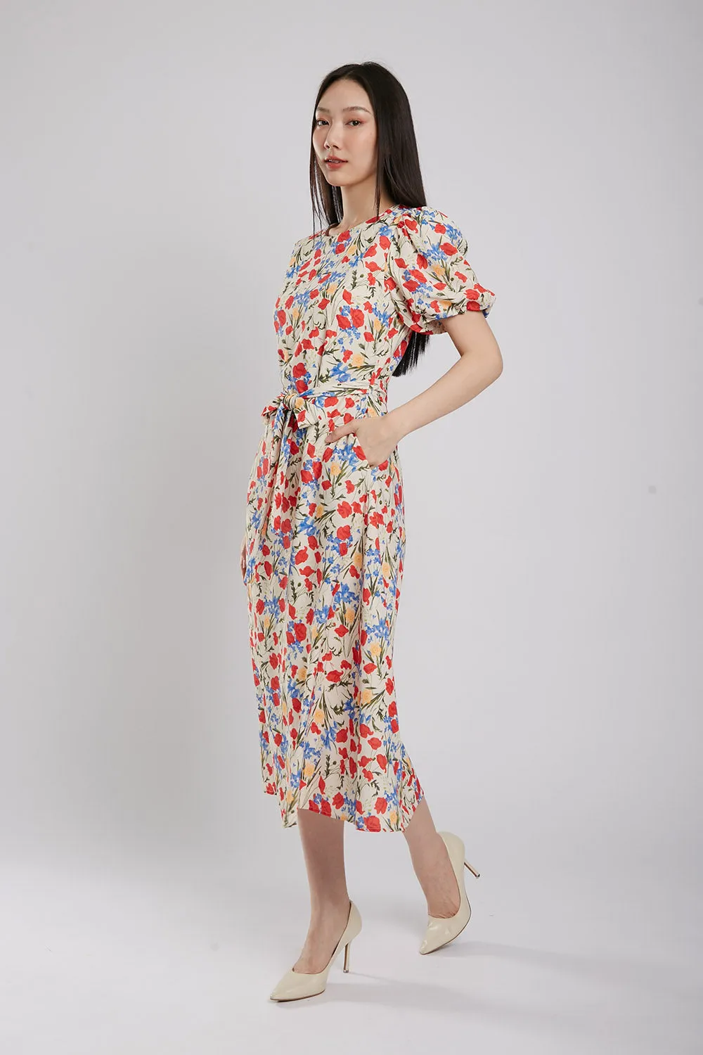 Quintessa Maxi Dress in Red Floral