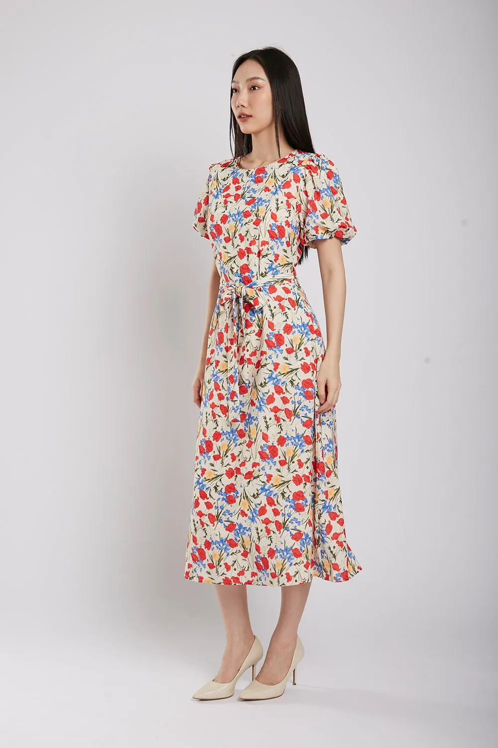 Quintessa Maxi Dress in Red Floral