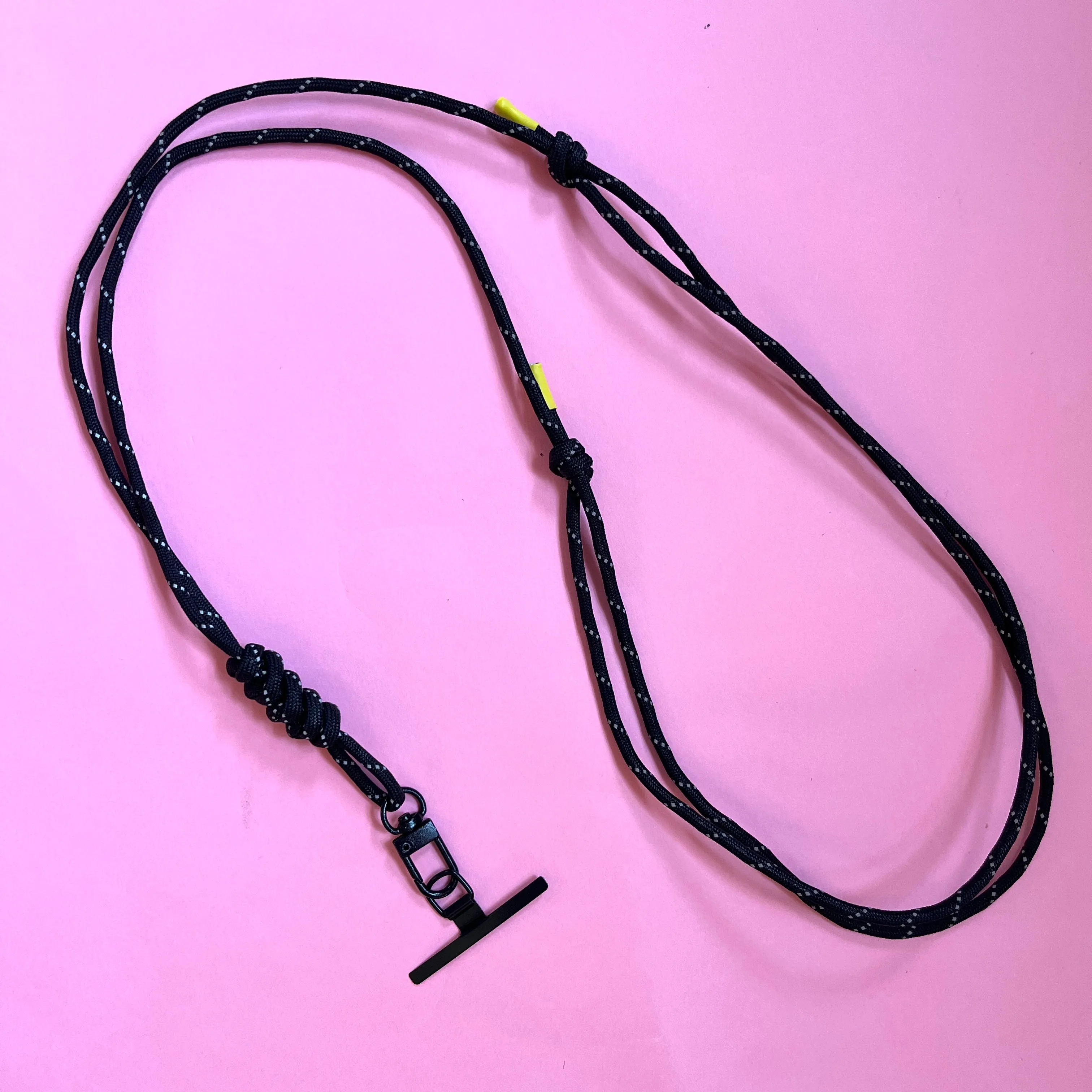 Reflective cord phone strap lanyard adjustable black