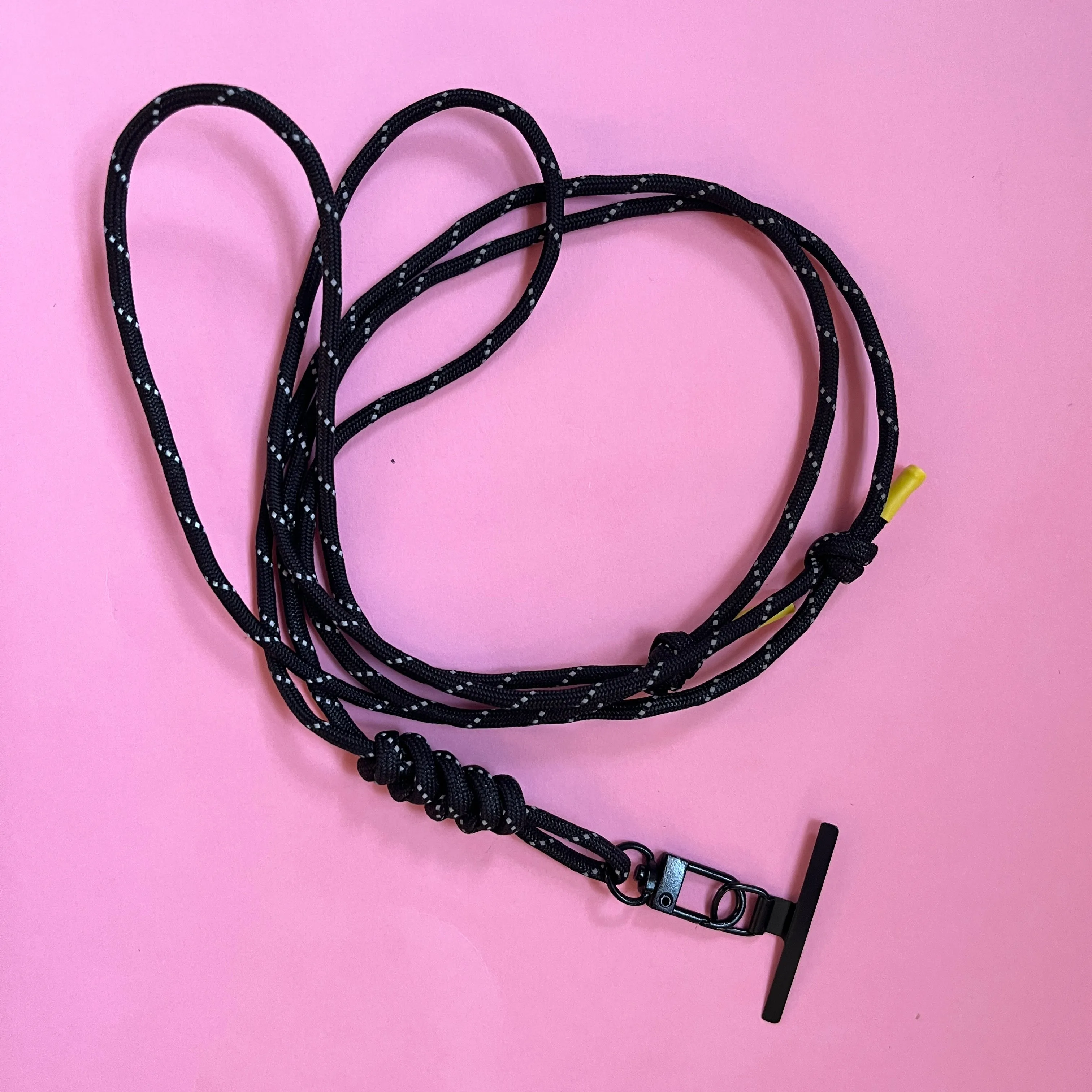 Reflective cord phone strap lanyard adjustable black