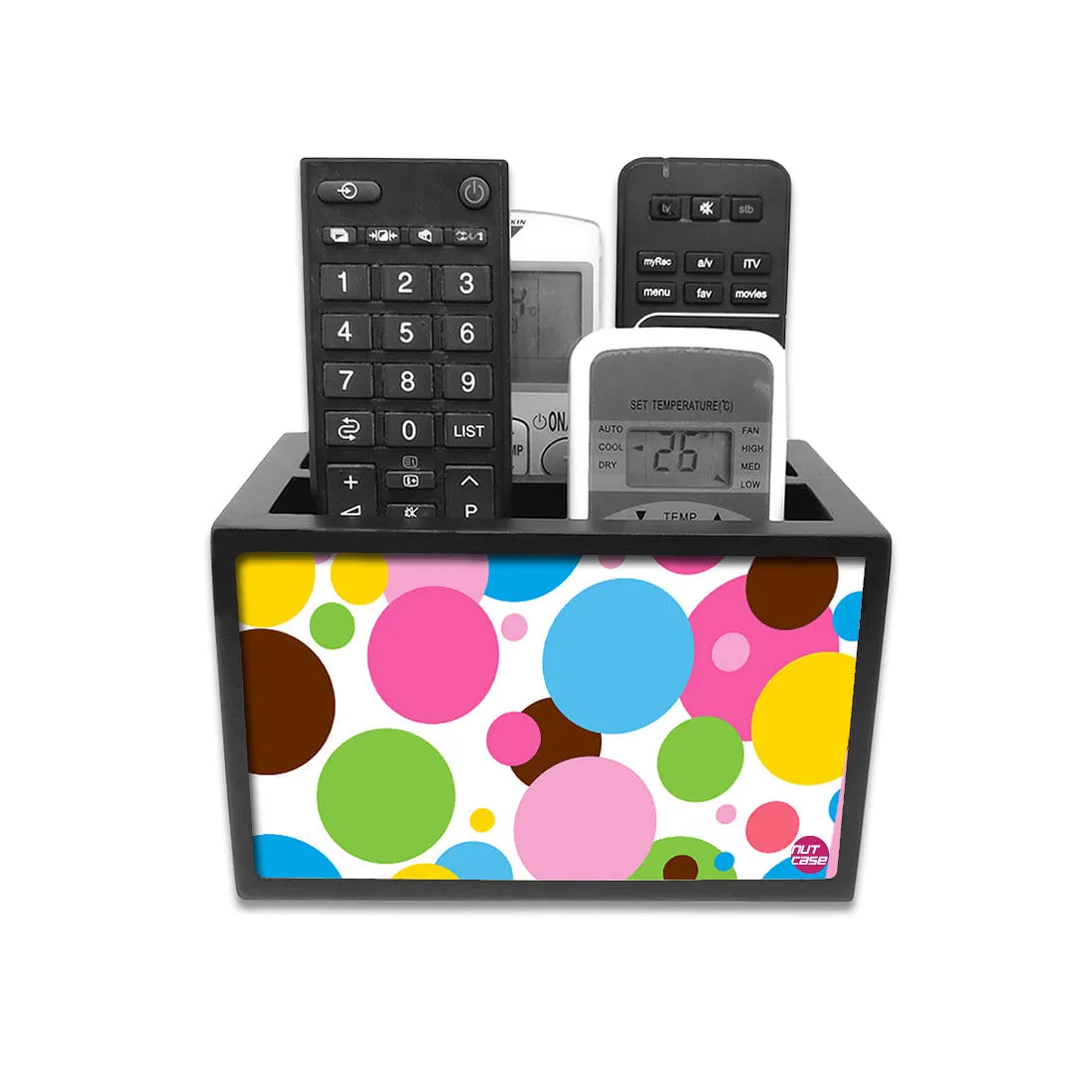 Remote Control Stand Holder Organizer For TV / AC Remotes -  Colorful Dots