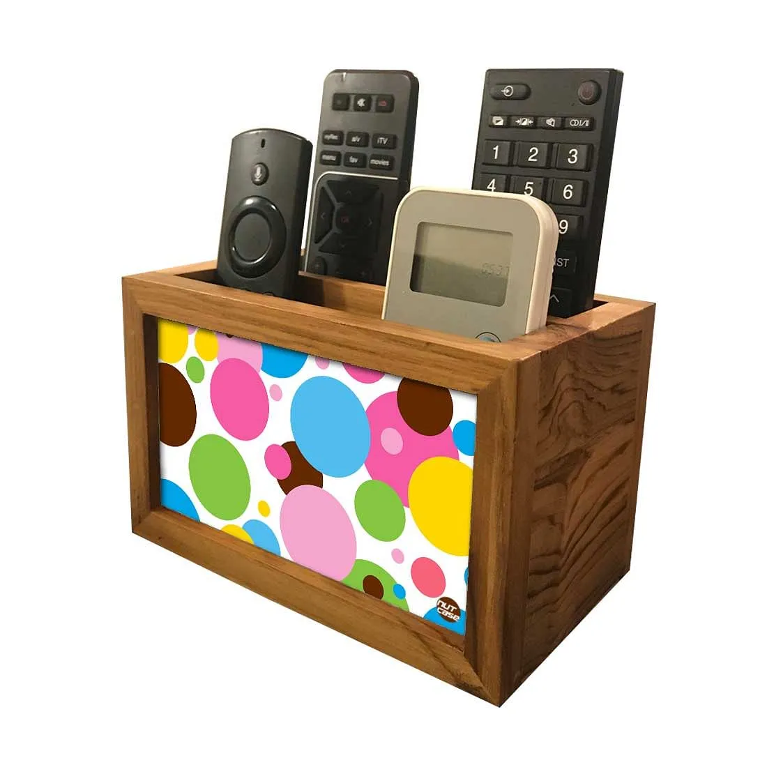 Remote Control Stand Holder Organizer For TV / AC Remotes -  Colorful Dots