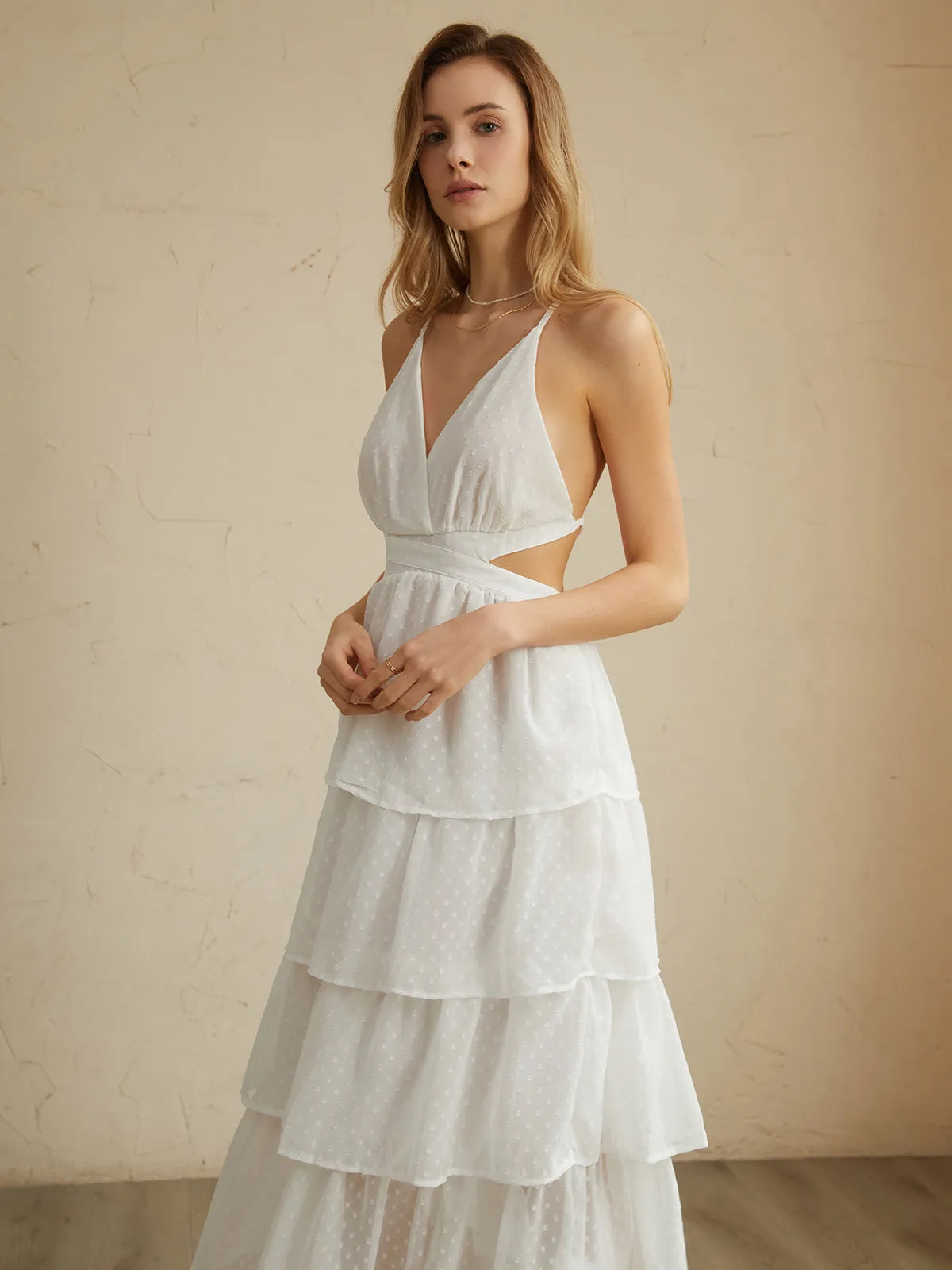 Romantic Backless Graceful Layered Midi Dress