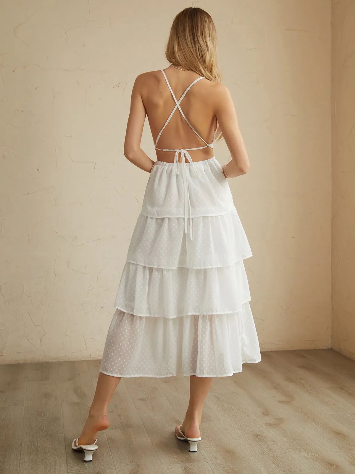 Romantic Backless Graceful Layered Midi Dress