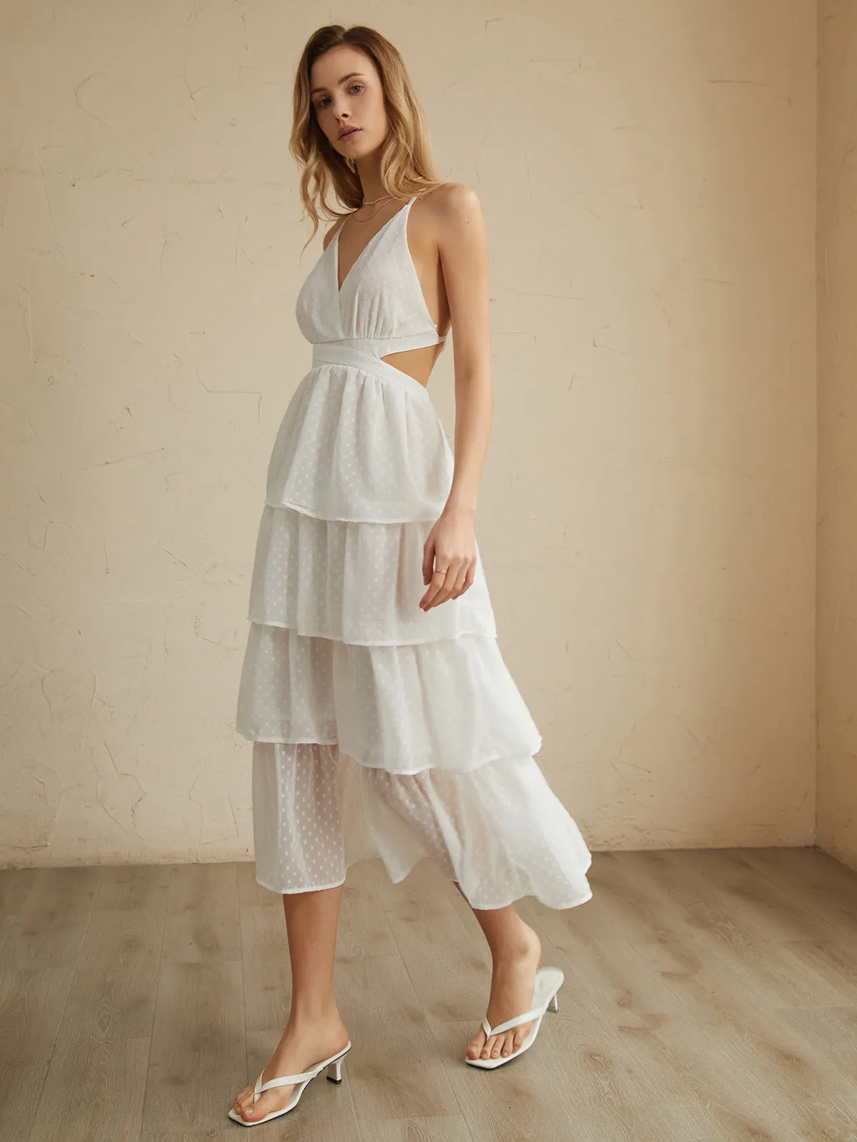 Romantic Backless Graceful Layered Midi Dress