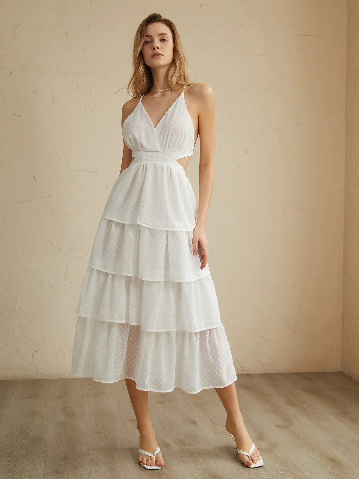 Romantic Backless Graceful Layered Midi Dress