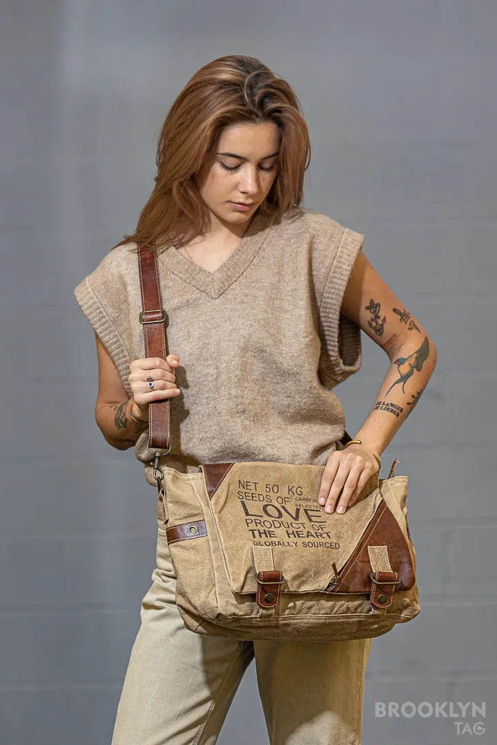 Seeds of Love Crossbody Canvas Bag