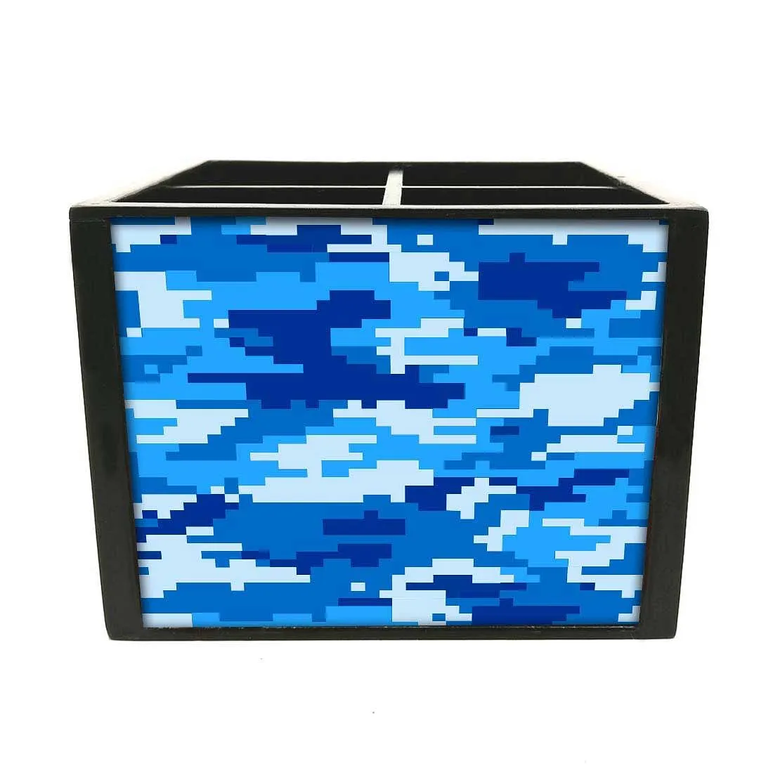 Silverware Cutlery Holder Organizer for Spoons, Forks & Knives-8 Bit Camo Blue Navy