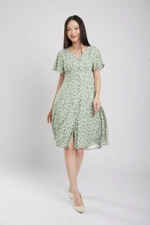 Sloane Dress in Sage Green Floral