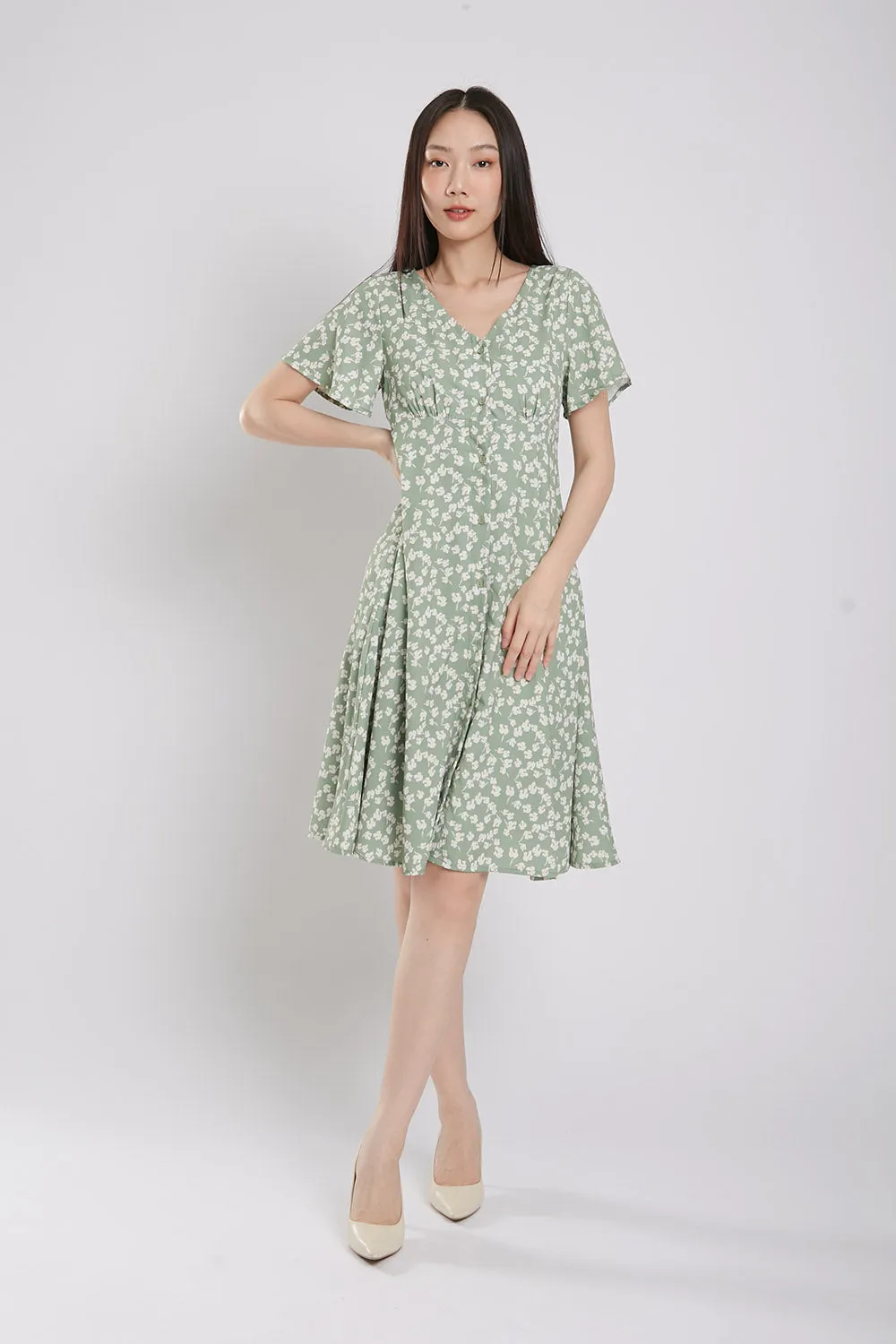 Sloane Dress in Sage Green Floral