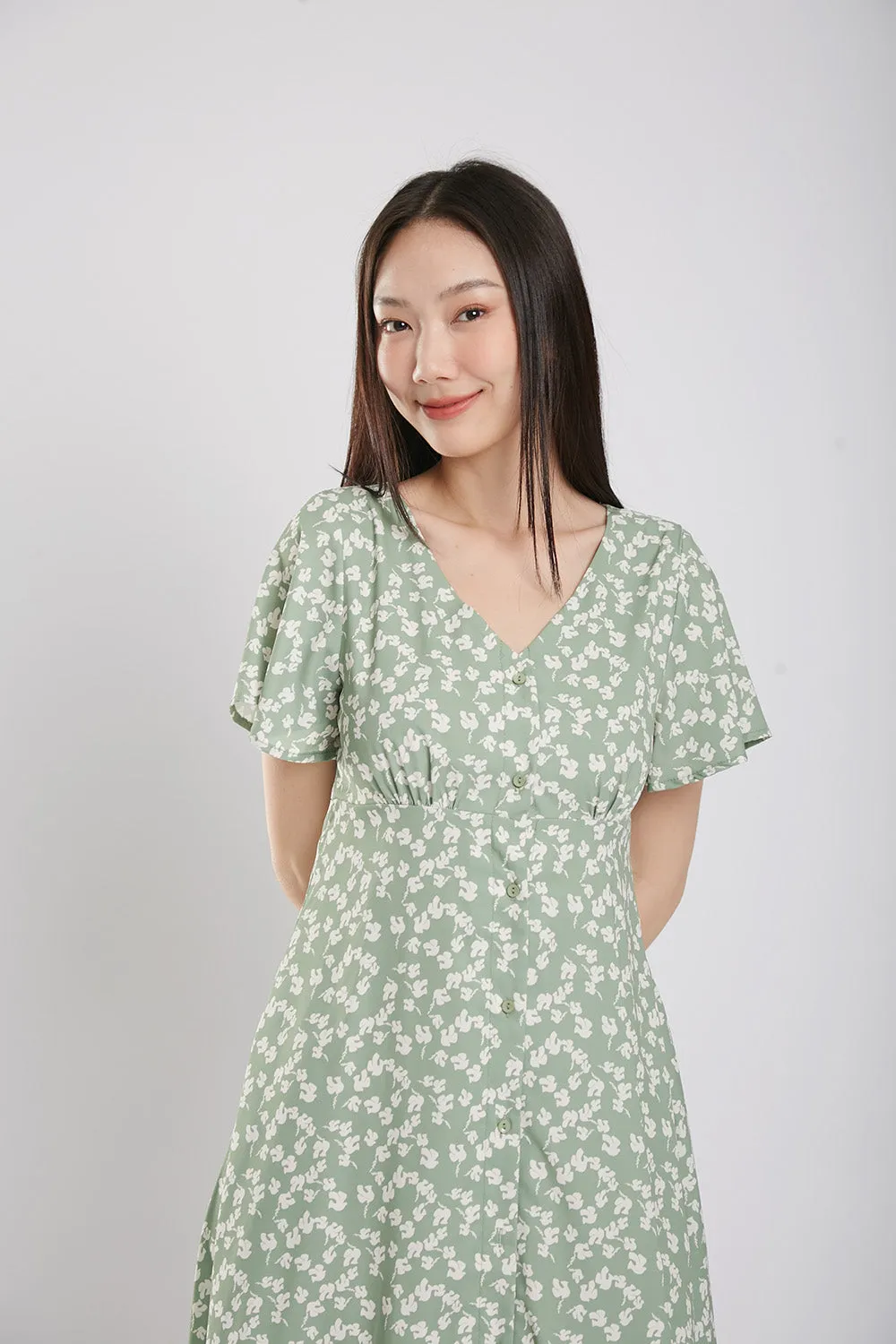 Sloane Dress in Sage Green Floral