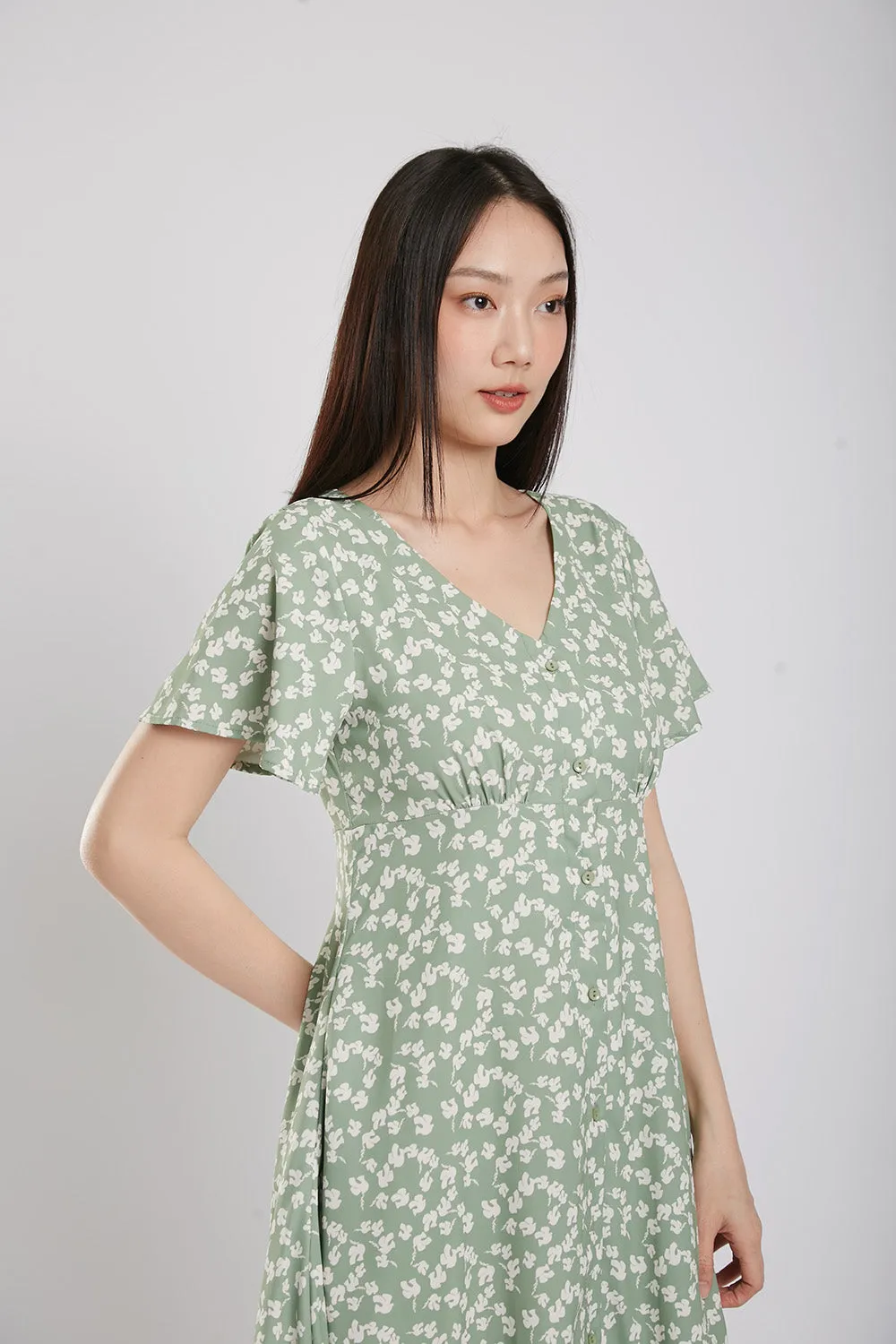 Sloane Dress in Sage Green Floral