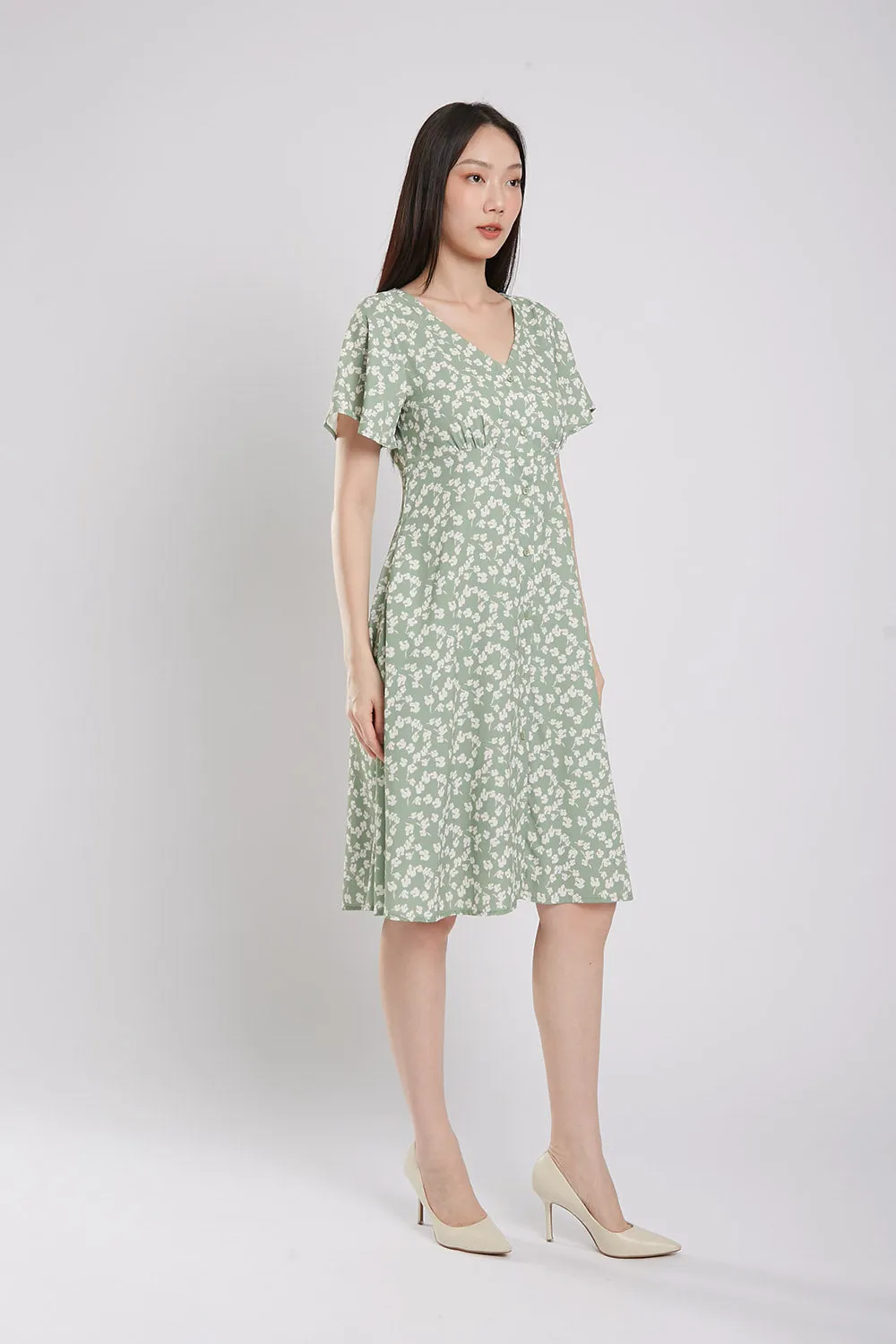 Sloane Dress in Sage Green Floral