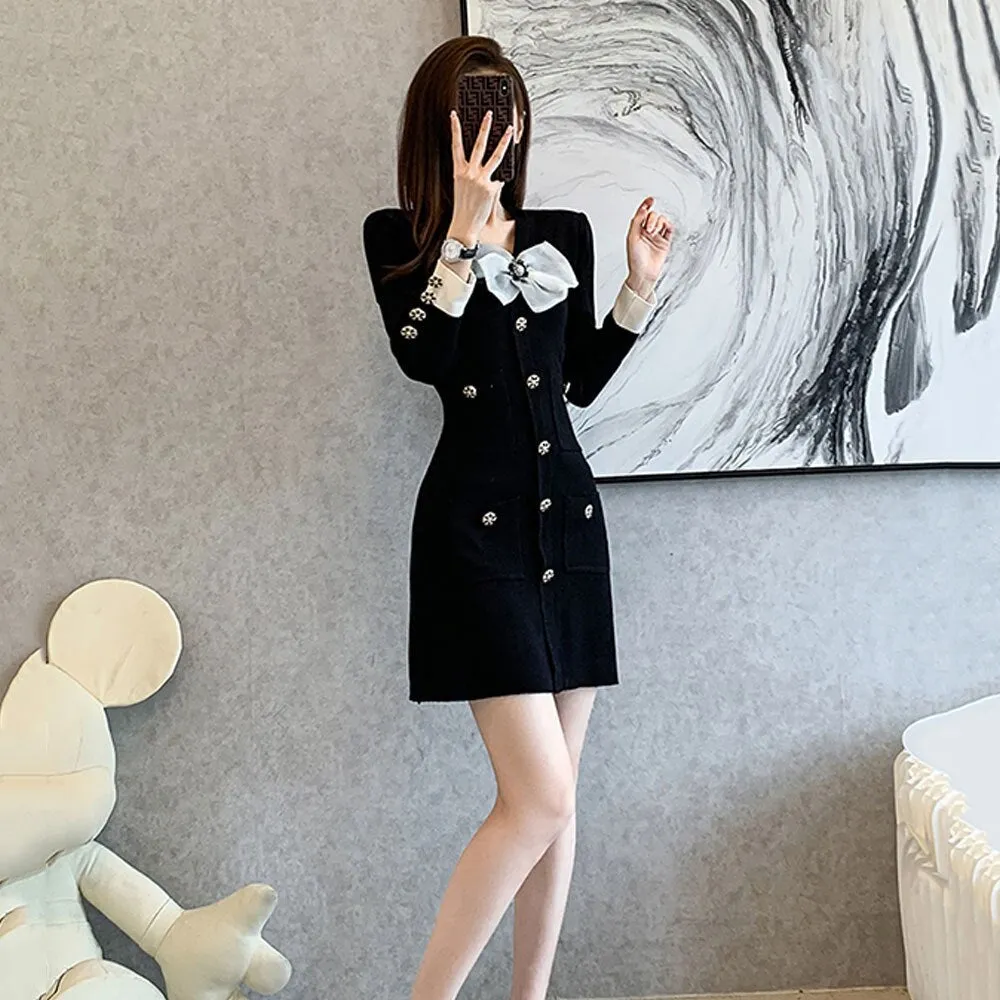 Small Fragrance Graceful Style Knitted Dress