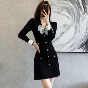 Small Fragrance Graceful Style Knitted Dress