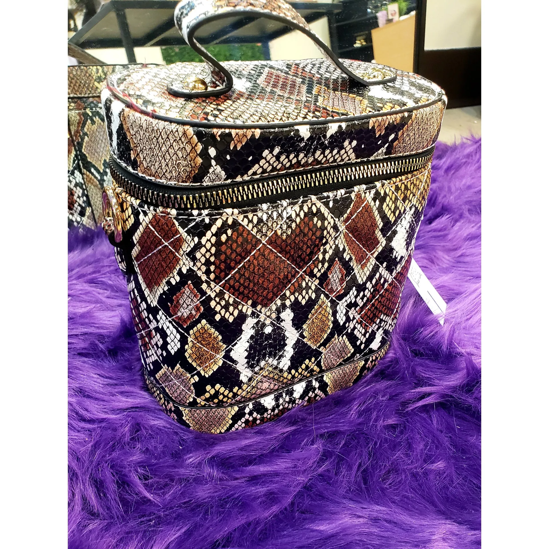 Snake Print Bucket Bag