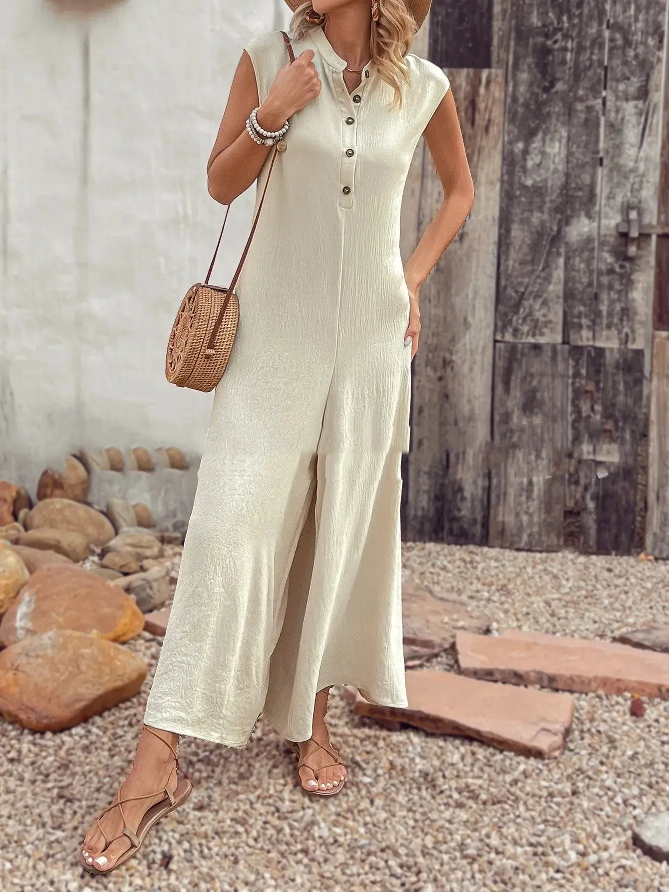 Solid Color Casual Jumpsuit