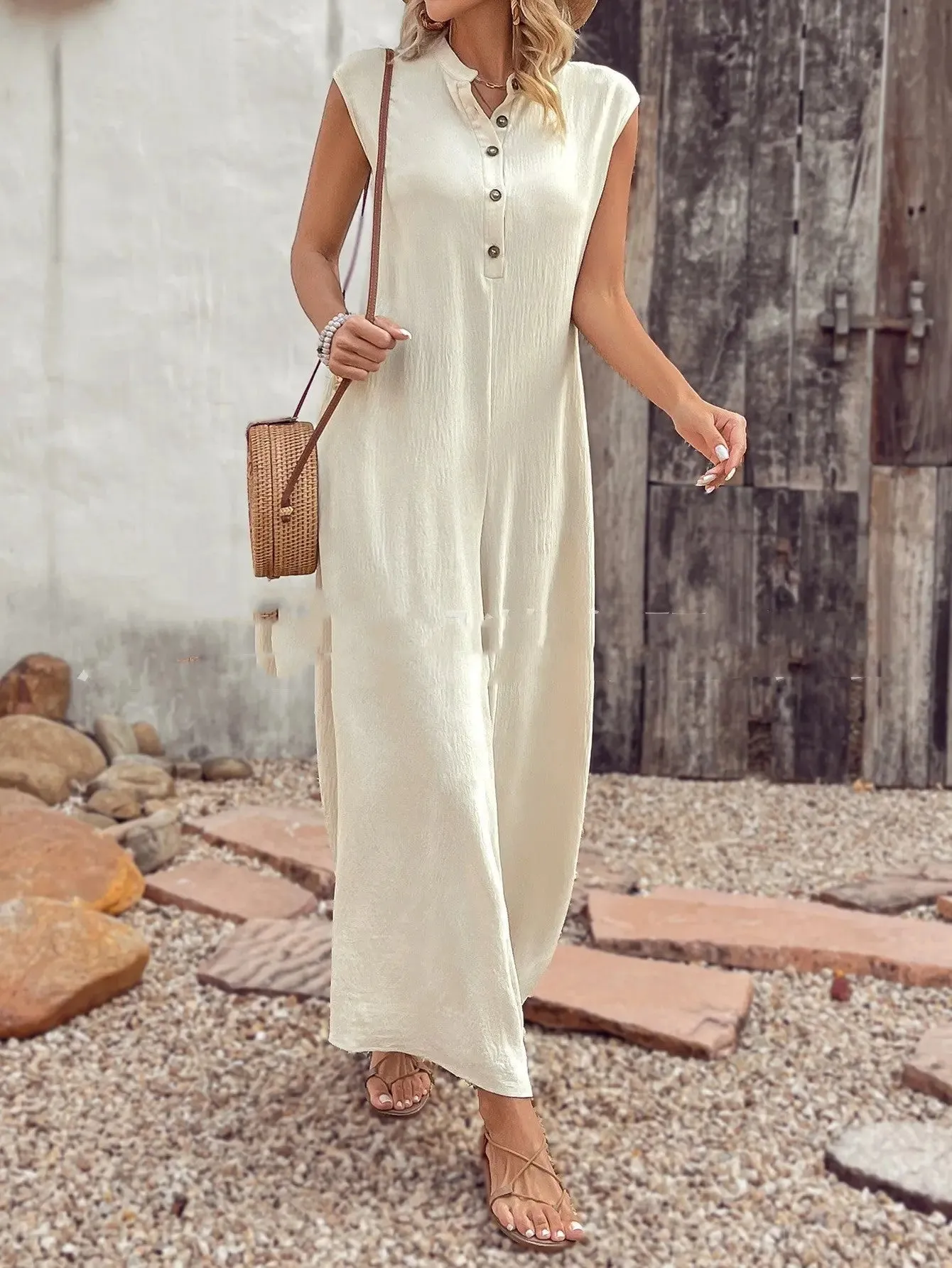 Solid Color Casual Jumpsuit