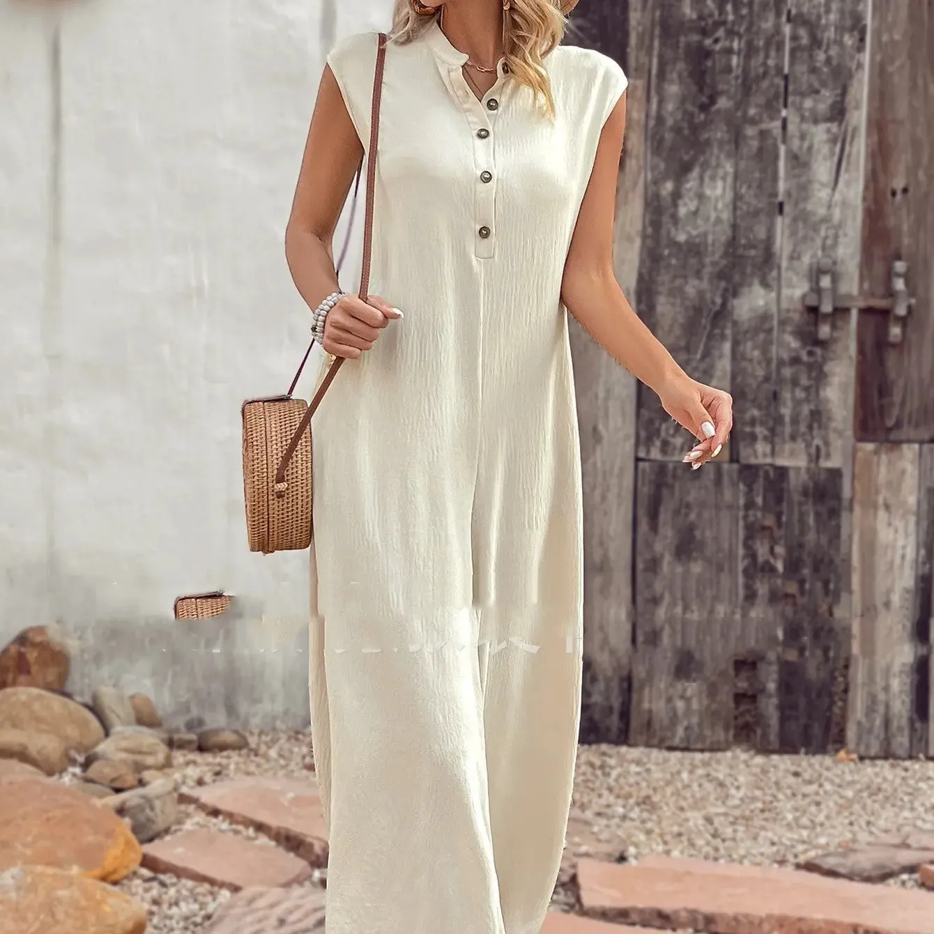 Solid Color Casual Jumpsuit