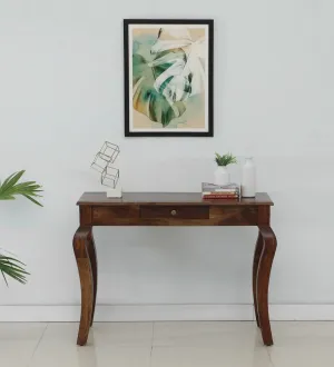 Solid Sheesham Wood Console Table With Curved Legs