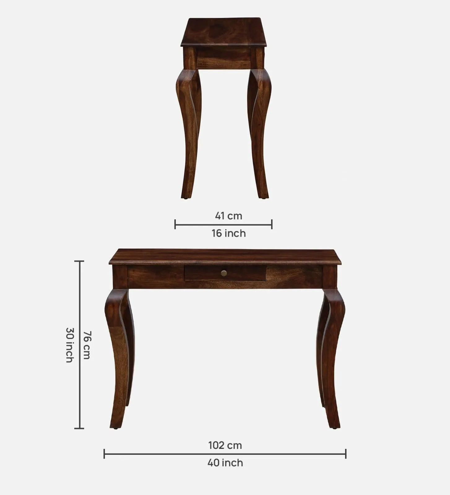 Solid Sheesham Wood Console Table With Curved Legs