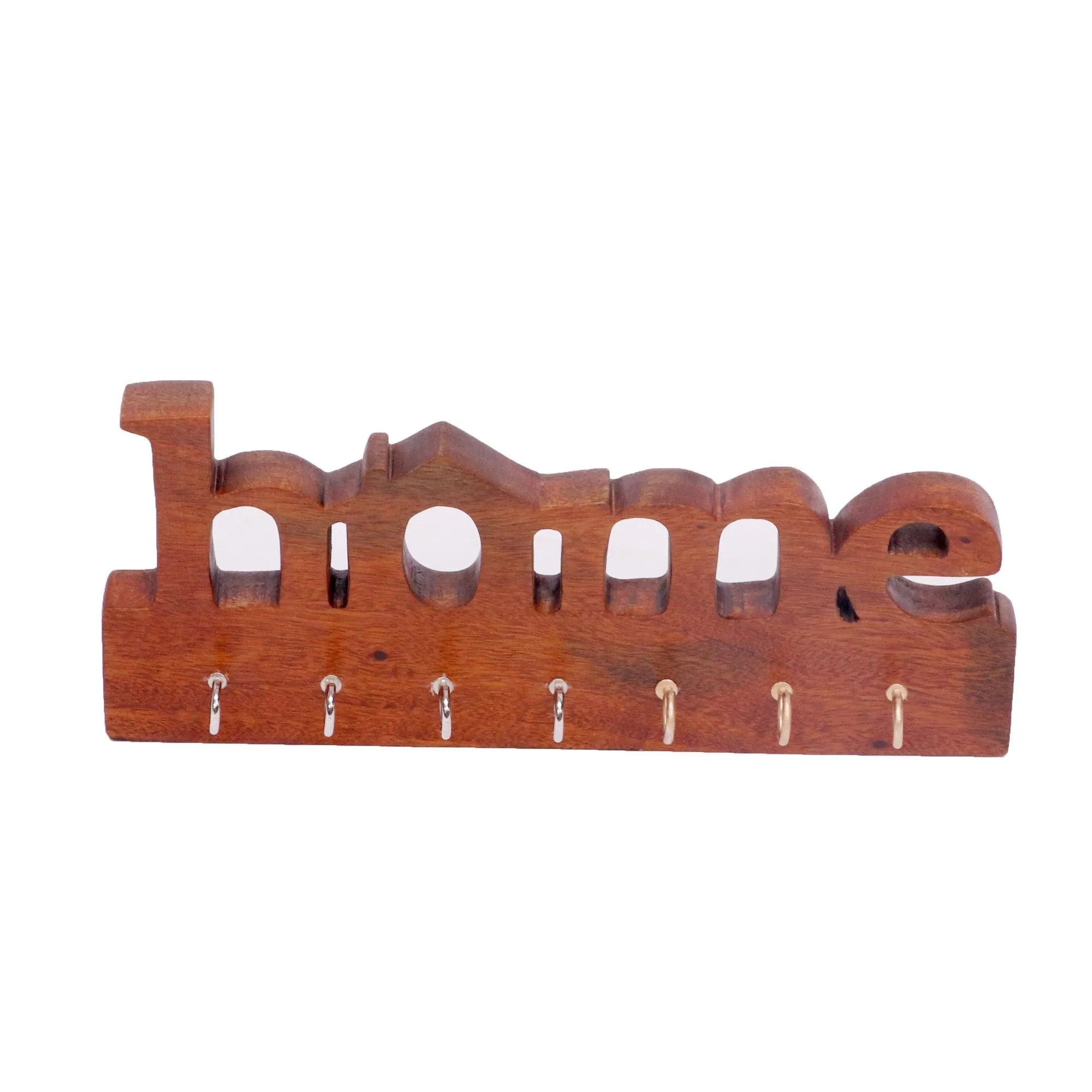 Solid wood Home shaped wall hanging Keychain