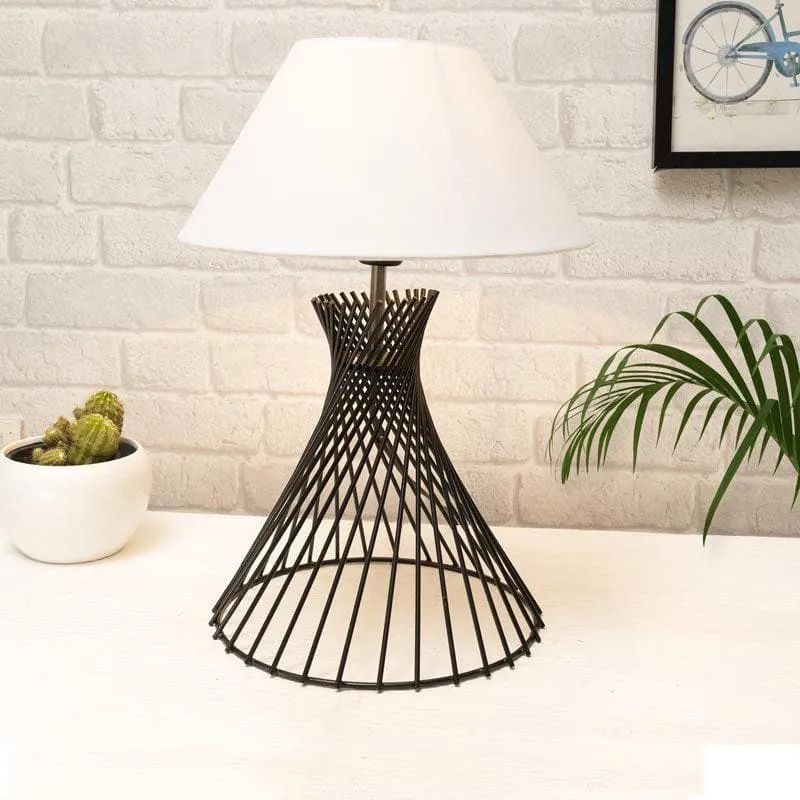 Spiral Affairs Black Table Lamp - White