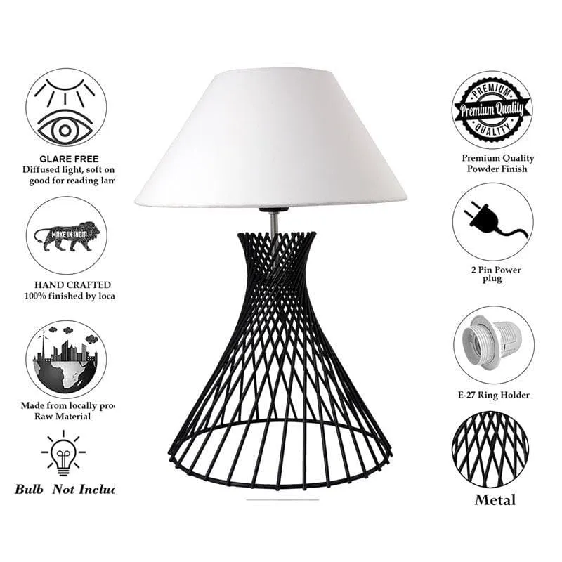 Spiral Affairs Black Table Lamp - White