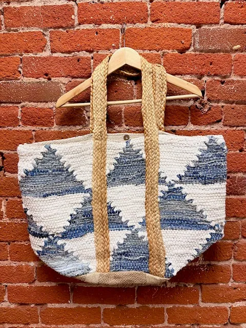 Spring Water Woven Tote Bag in Blue